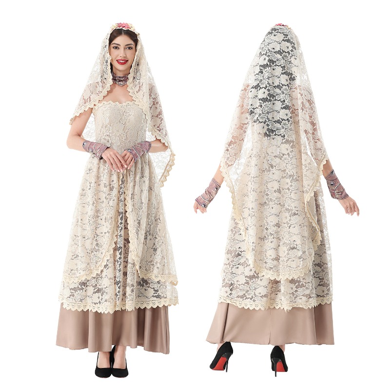 Dresses - Vintage kanten maxi-jurk voor dames, met
