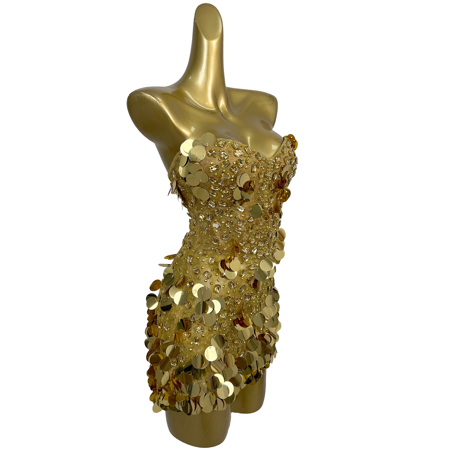 Glitterende gouden kristallen  - Sparkly Rhinestone Club Party Dress recensie en prijs
