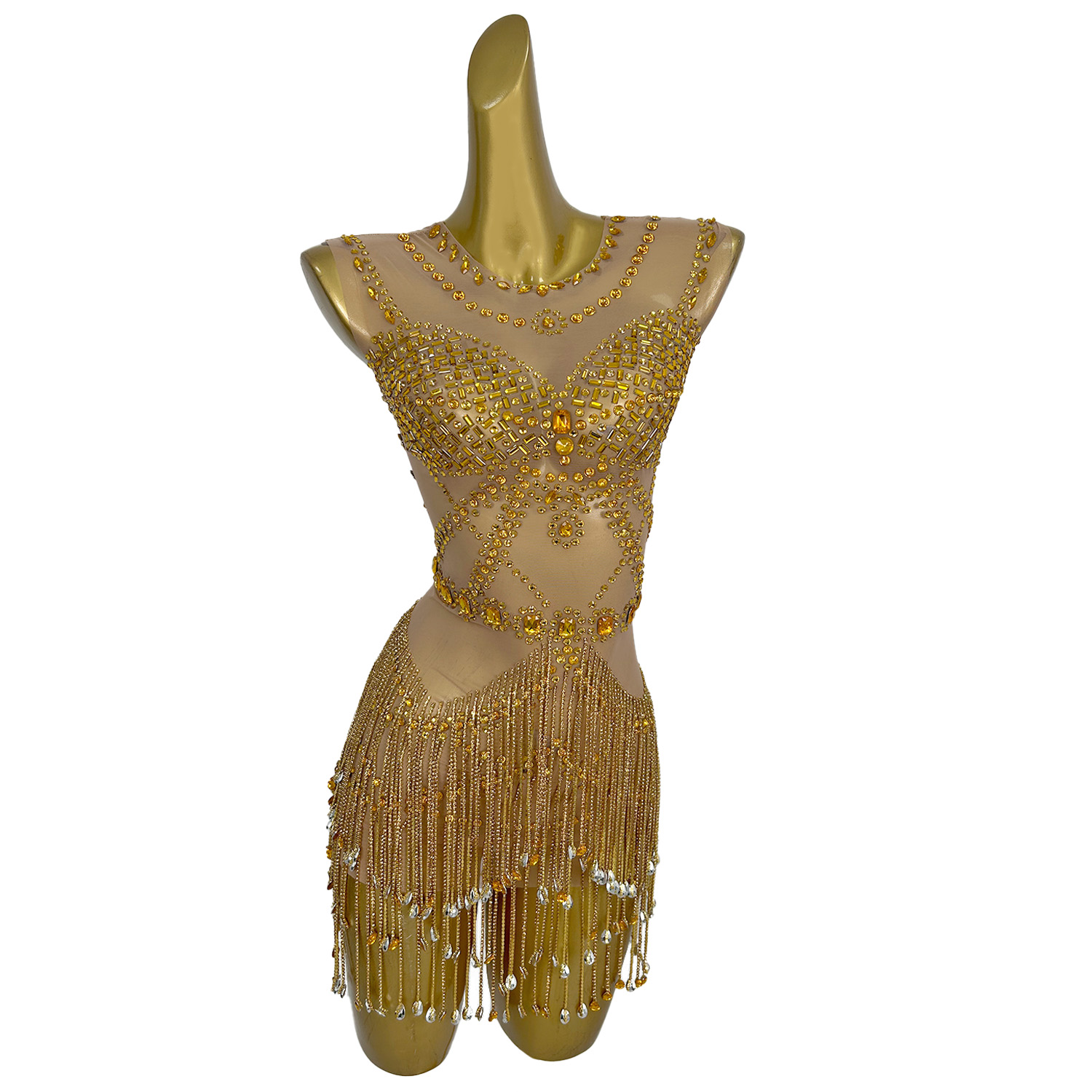 Glitterende gouden mini-jurk m - Sparkly Rhinestone Club Party Dress recensie en prijs