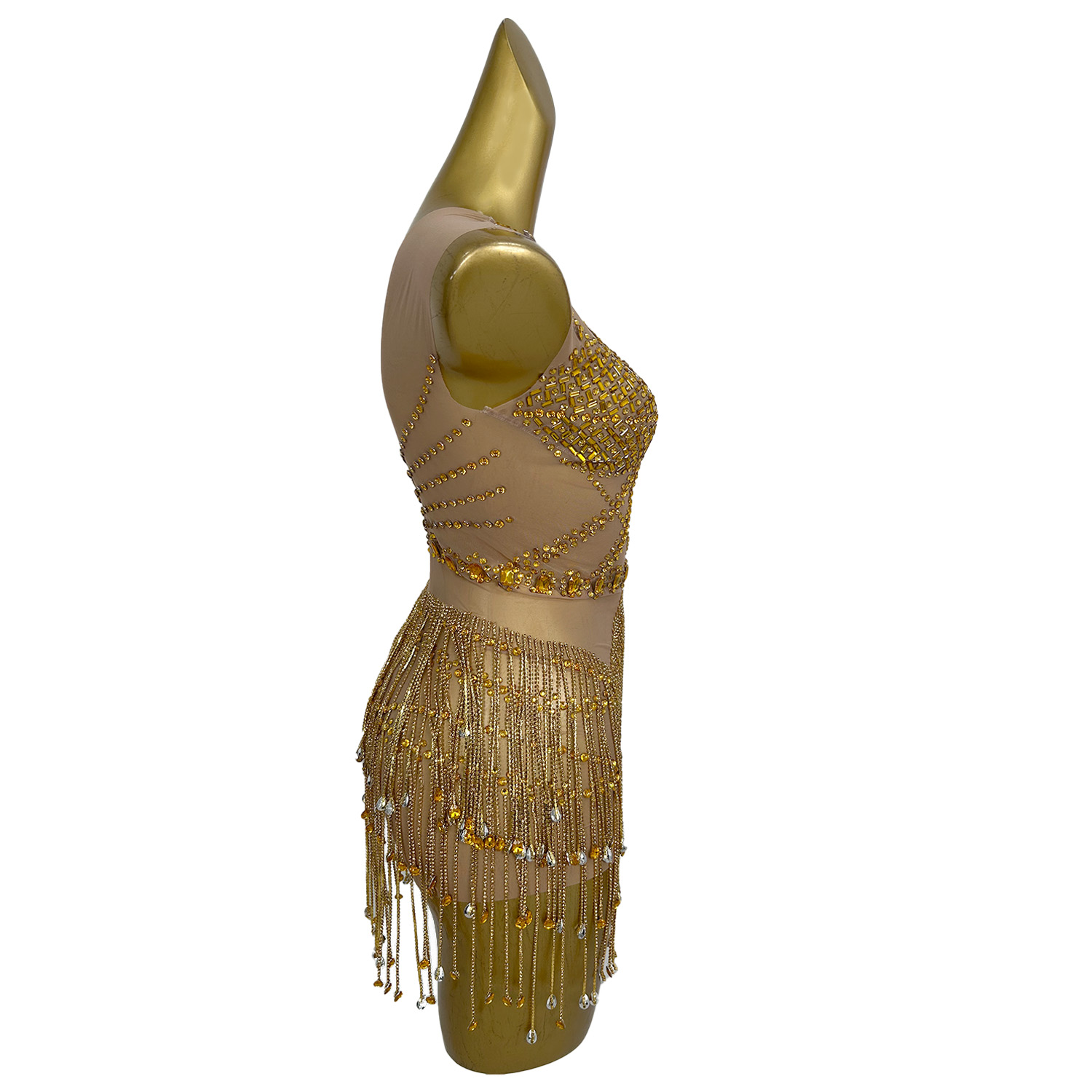 Glitterende gouden mini-jurk m - Sparkly Rhinestone Club Party Dress recensie en prijs