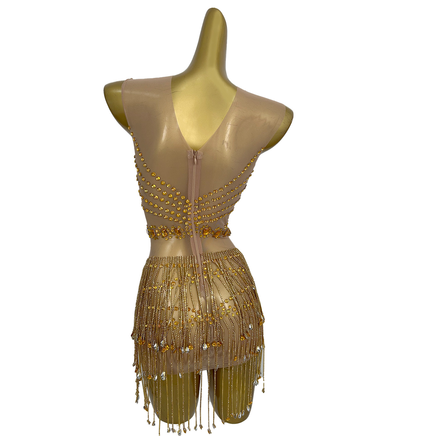 Glitterende gouden mini-jurk m - Sparkly Rhinestone Club Party Dress recensie en prijs