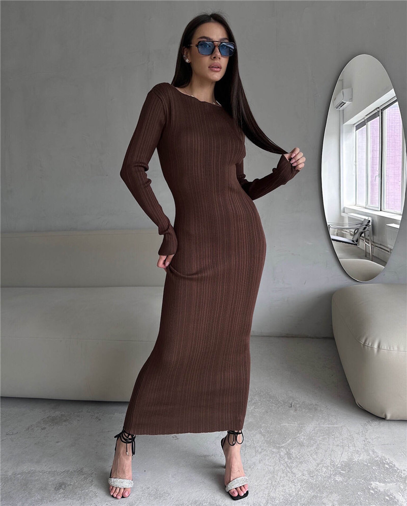 Vsstiar Nieuwe Mode Geribbelde - Bodycon Long Sleeve Ribbed Dress recensie en prijs