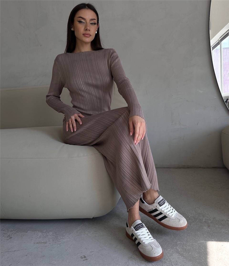Vsstiar Nieuwe Mode Geribbelde - Bodycon Long Sleeve Ribbed Dress recensie en prijs
