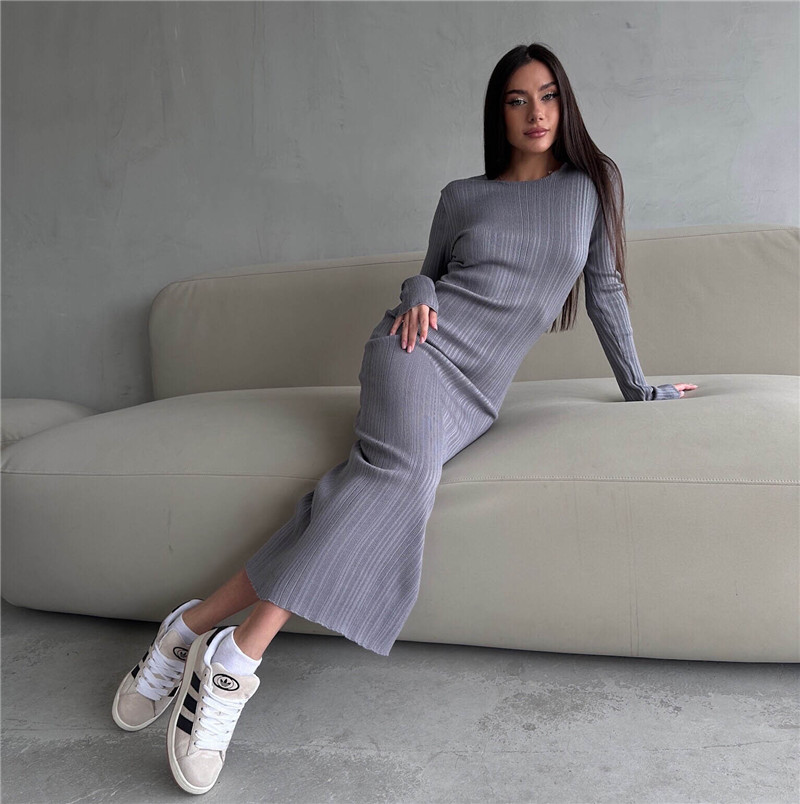 Vsstiar Nieuwe Mode Geribbelde - Bodycon Long Sleeve Ribbed Dress recensie en prijs