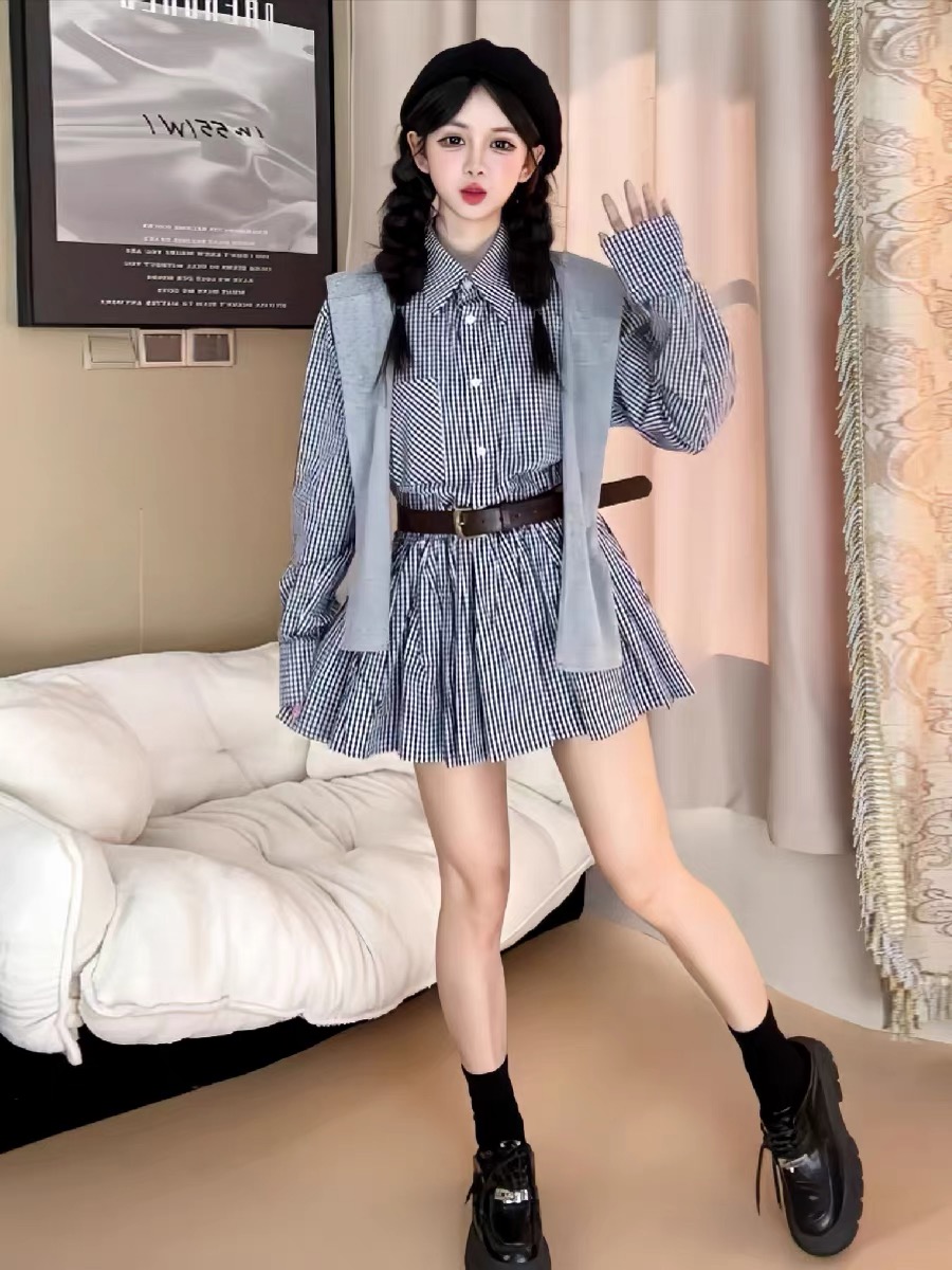 Vroeg herfst Koreaanse stijl s - Korean Style A Line Shirt Dress recensie en prijs