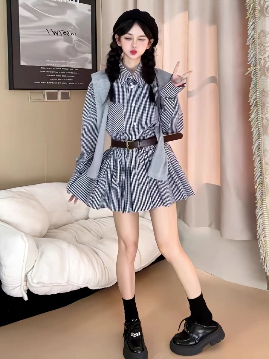 Vroeg herfst Koreaanse stijl s - Korean Style A Line Shirt Dress recensie en prijs