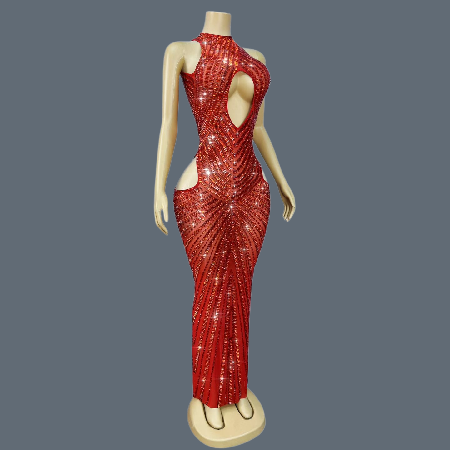 Luxe rode strass-avondjurk met - Sparkly Rhinestone Club Party Dress recensie en prijs