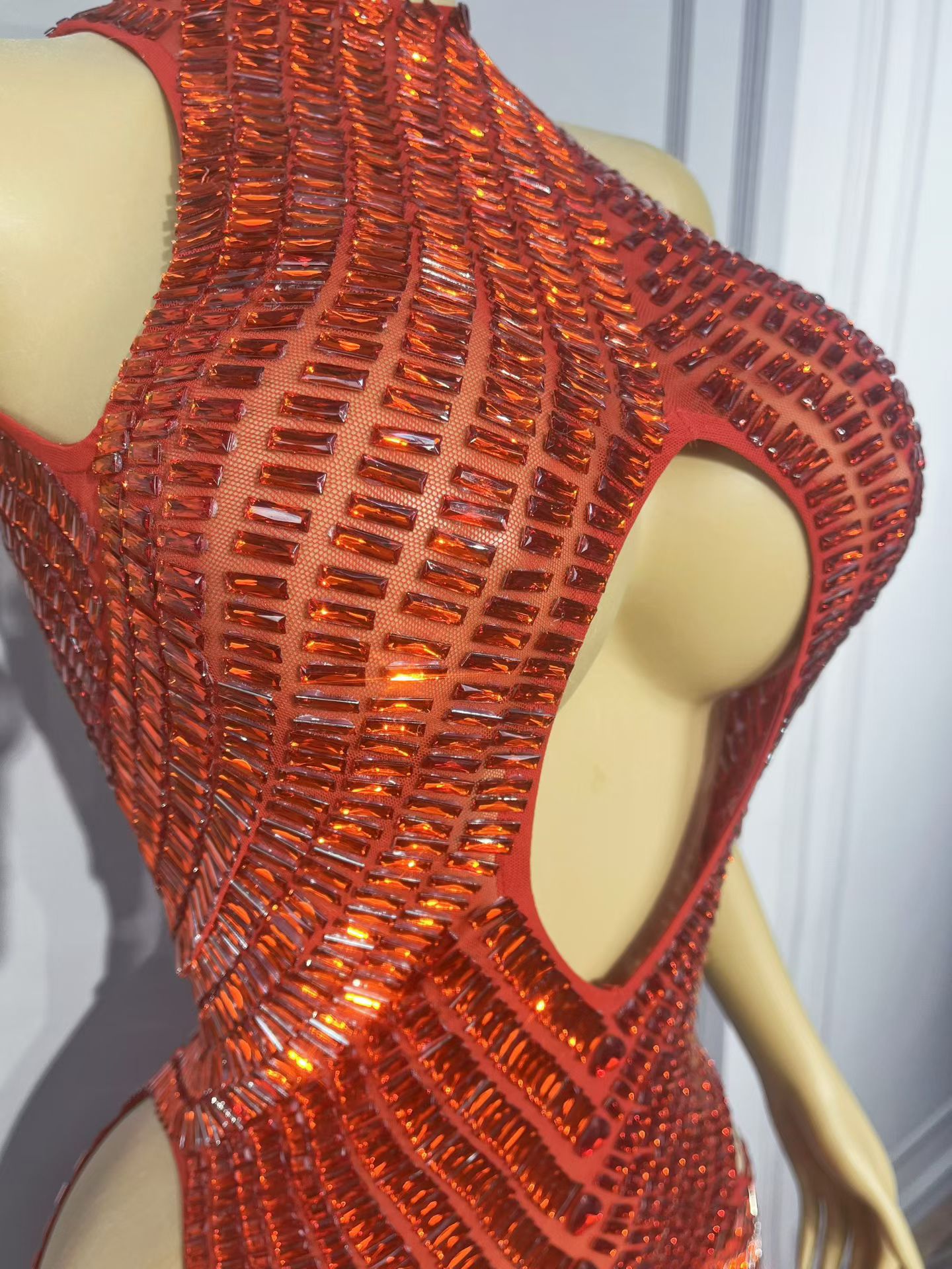 Luxe rode strass-avondjurk met - Sparkly Rhinestone Club Party Dress recensie en prijs